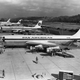 Three 707s and a B-52 at Boeing Field, 1958